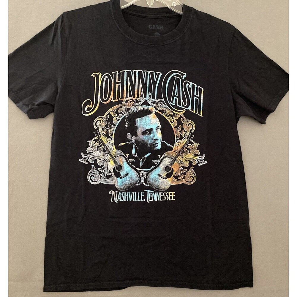 JOHNNY CASH The Man in Black Nashville TN Men's T-Shirt‎ Size Medium Black Tee